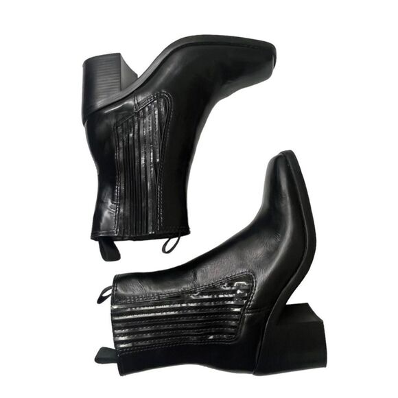 Loeffler Randall Arianna Square Toe Leather Black Ankle Boots size 6.5 - Picture 5 of 12